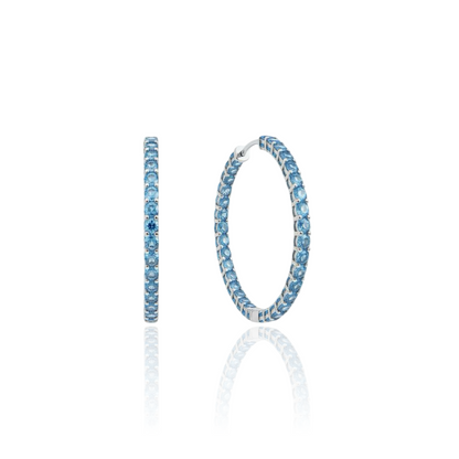 Linea Grande Hoop Earrings – Teal Blue Spinel