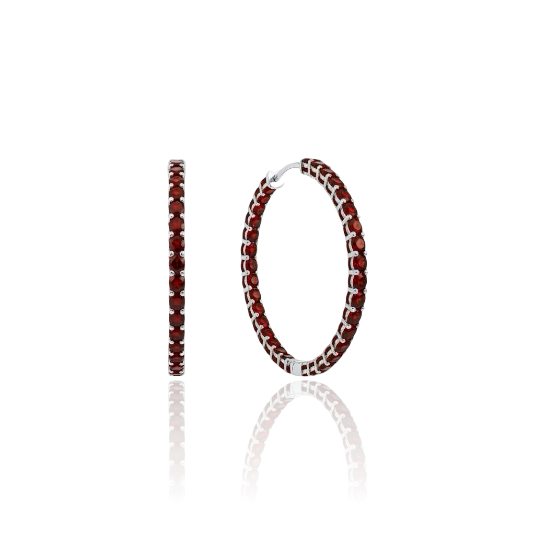 Linea Grande Hoop Earrings – Deep Red Garnet