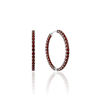 Linea Grande Hoop Earrings – Deep Red Garnet