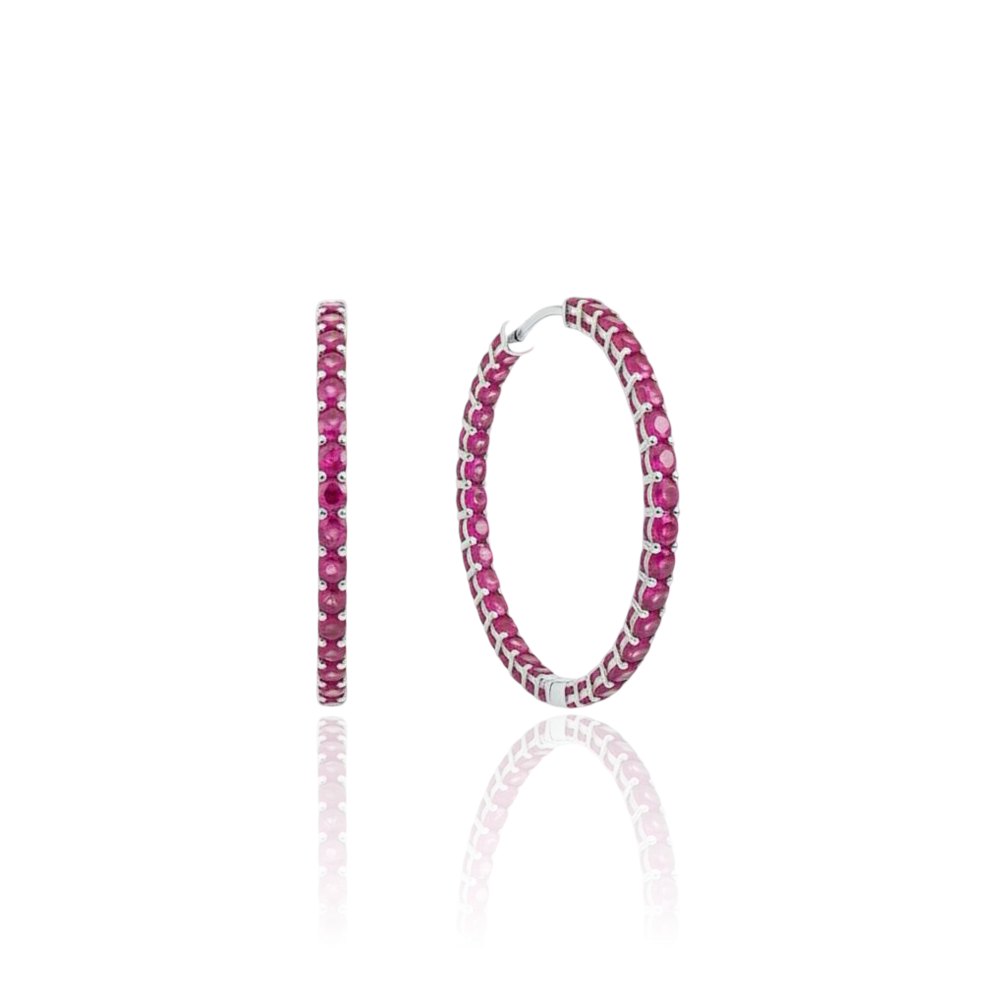 Linea Grande Hoop Earrings – Red Ruby