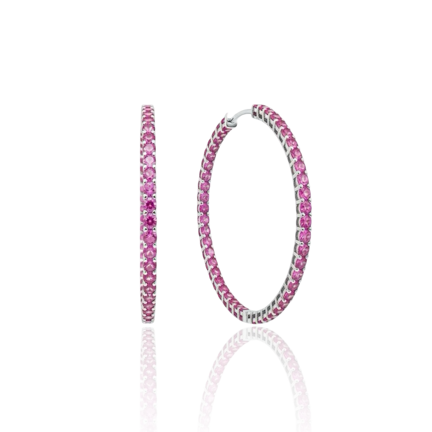Linea Maxi Hoop Earrings – Vivid Pink Sapphire
