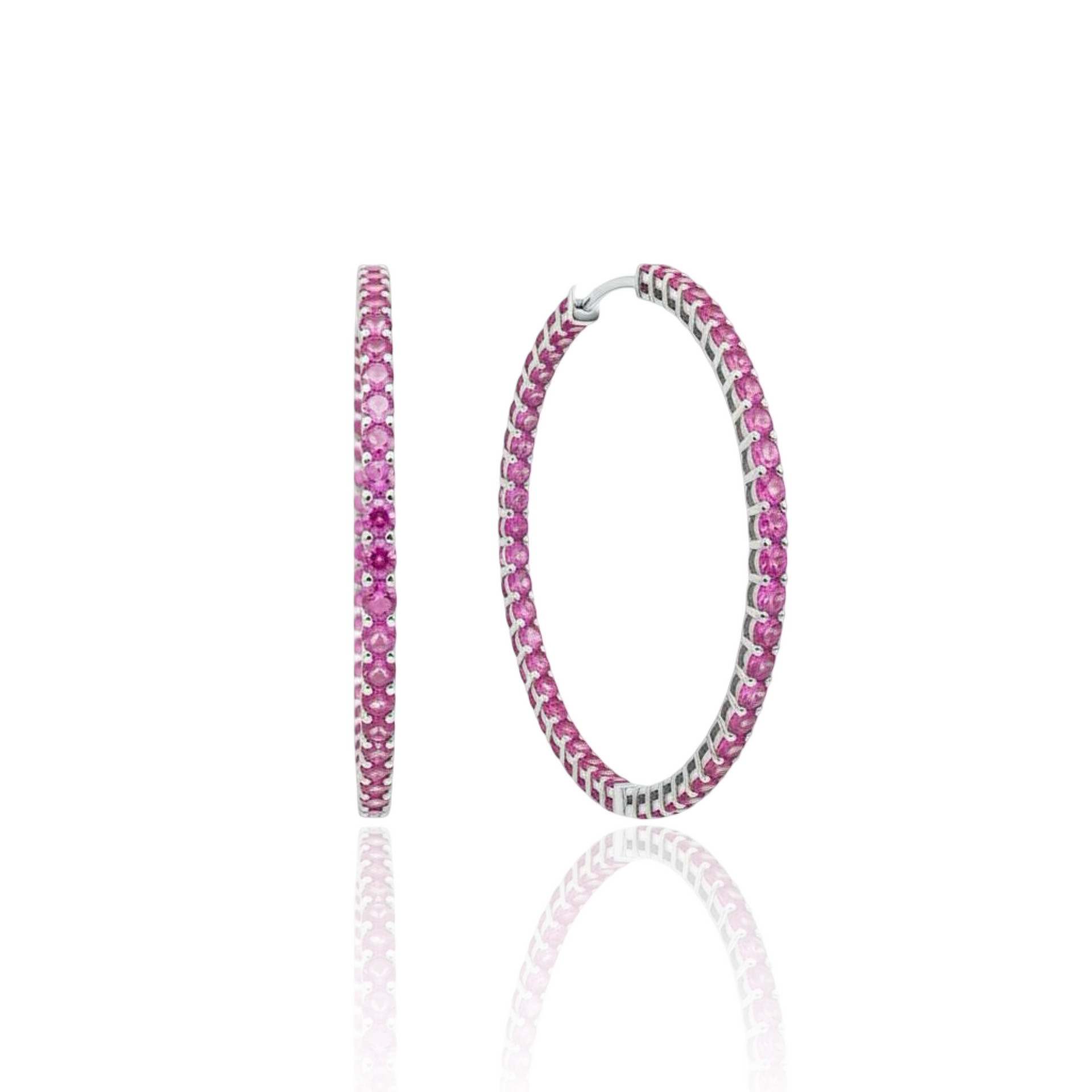 Linea Maxi Hoop Earrings – Vivid Pink Sapphire