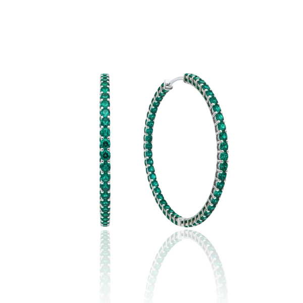 Linea Maxi Hoop Earrings – Zambian Green Emerald