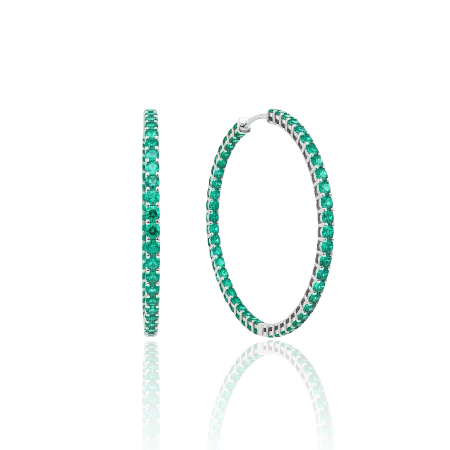 Linea Maxi Hoop Earrings – Colombian Green Emerald