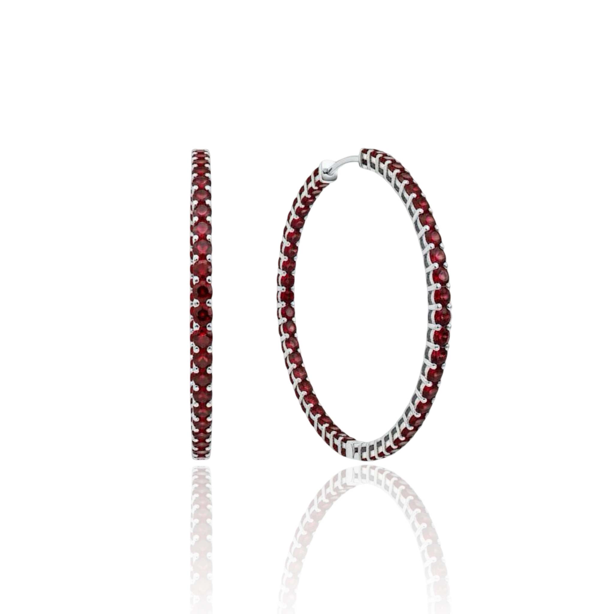Linea Maxi Hoop Earrings – Deep Red Garnet
