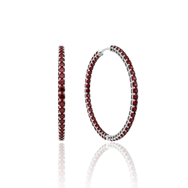 Linea Maxi Hoop Earrings – Deep Red Garnet