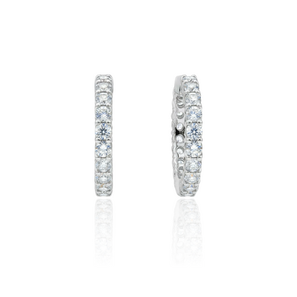 Linea Midi Hoop Earrings – White Diamond