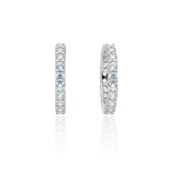 Linea Midi Hoop Earrings – White Diamond