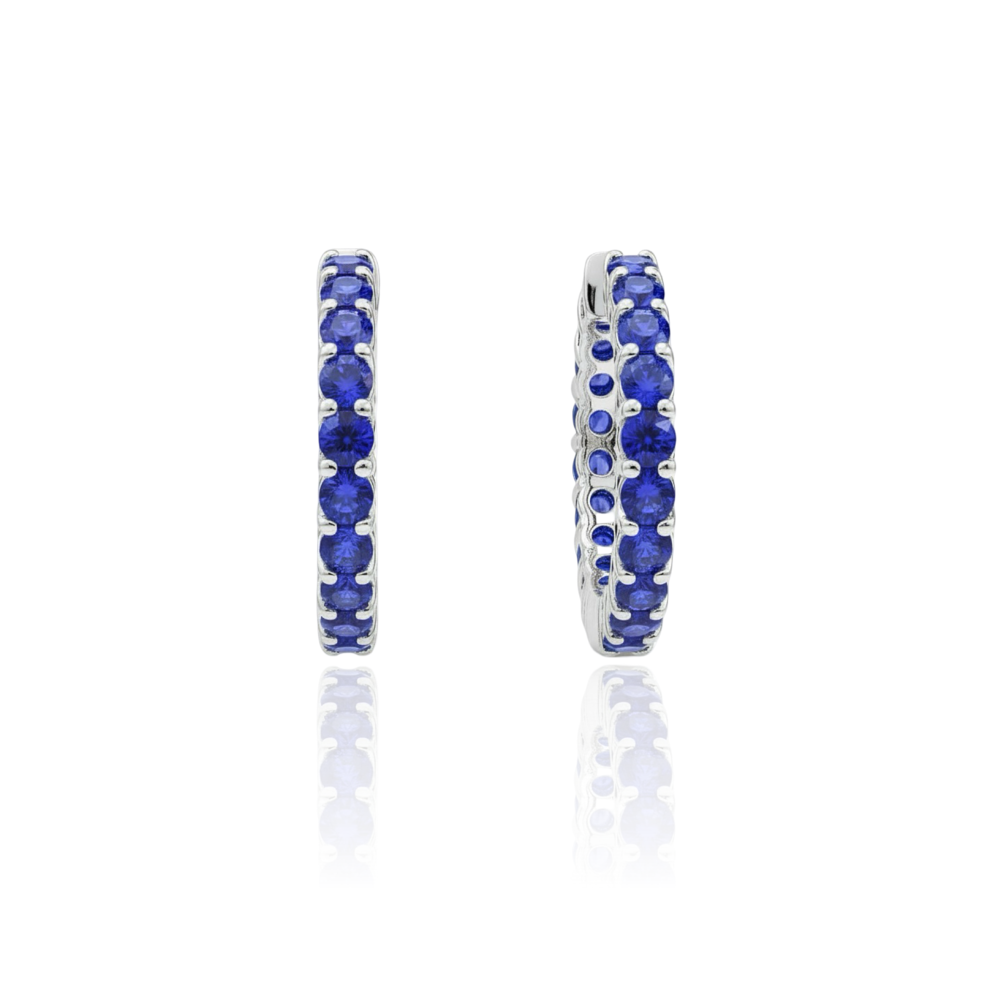 Linea Midi Hoop Earrings – Blue Sapphire