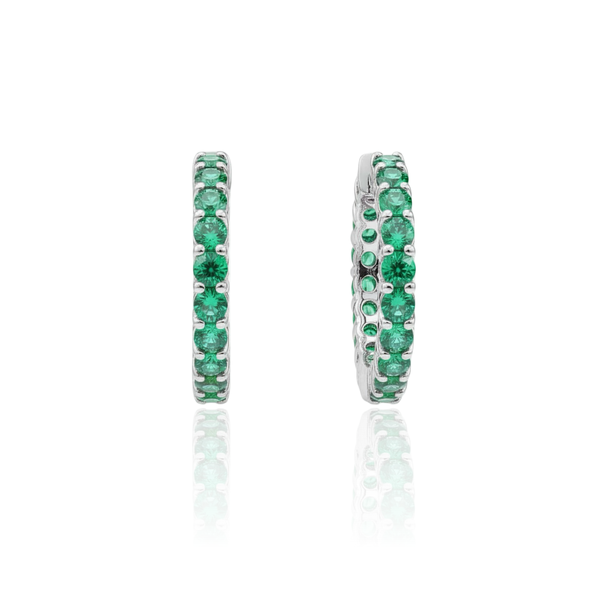 Linea Midi Hoop Earrings – Colombian Green Emerald