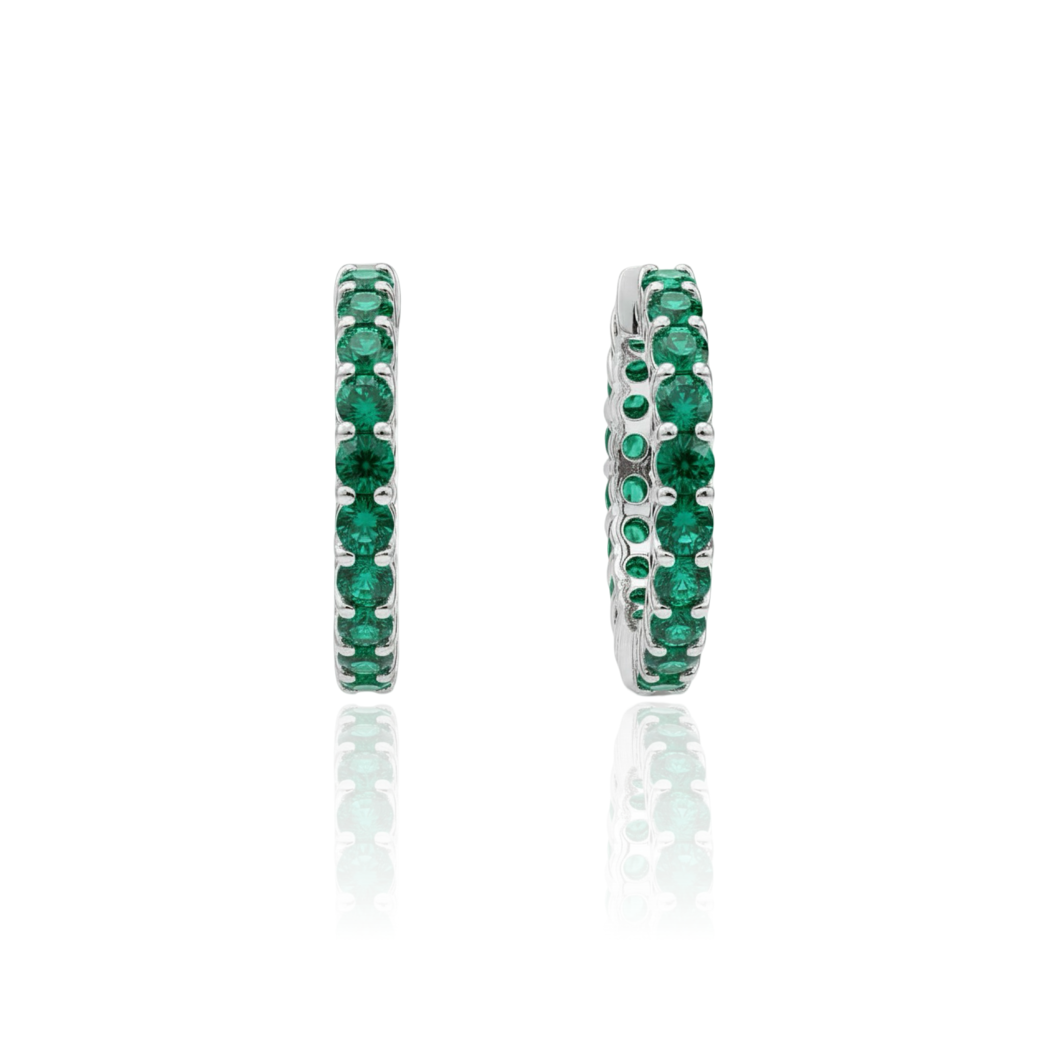 Linea Midi Hoop Earrings – Zambian Green Emerald