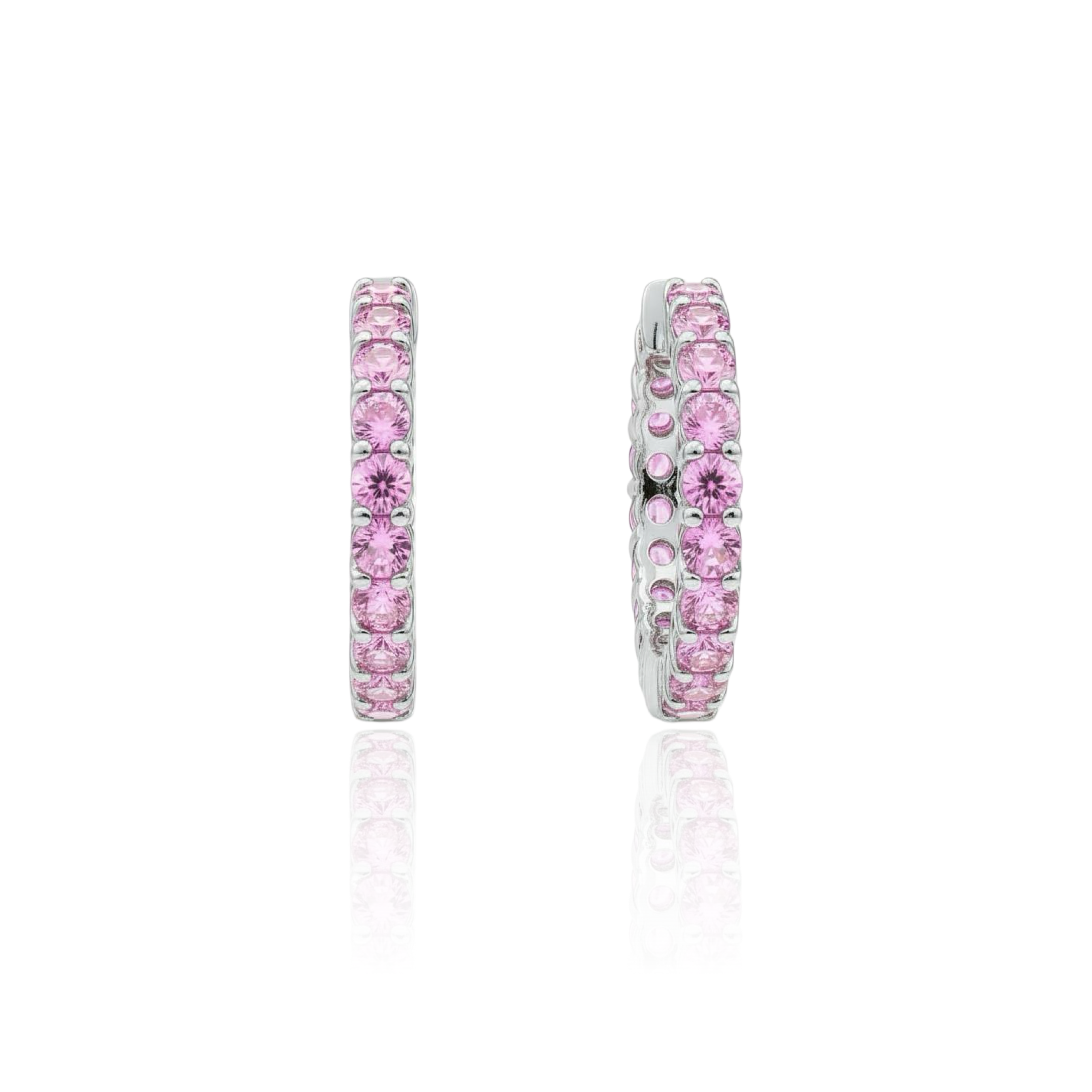 Linea Midi Hoop Earrings – Light Pink Sapphire
