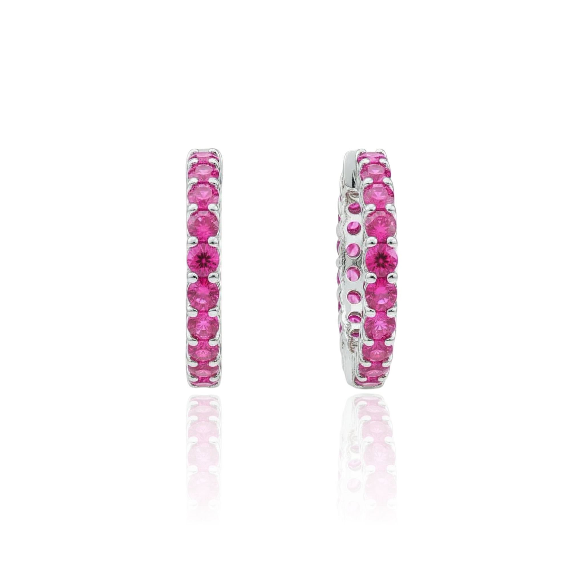 Linea Midi Hoop Earrings – Vivid Pink Sapphire