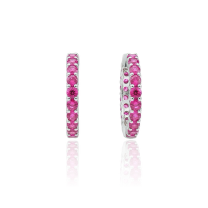 Linea Midi Hoop Earrings – Vivid Pink Sapphire
