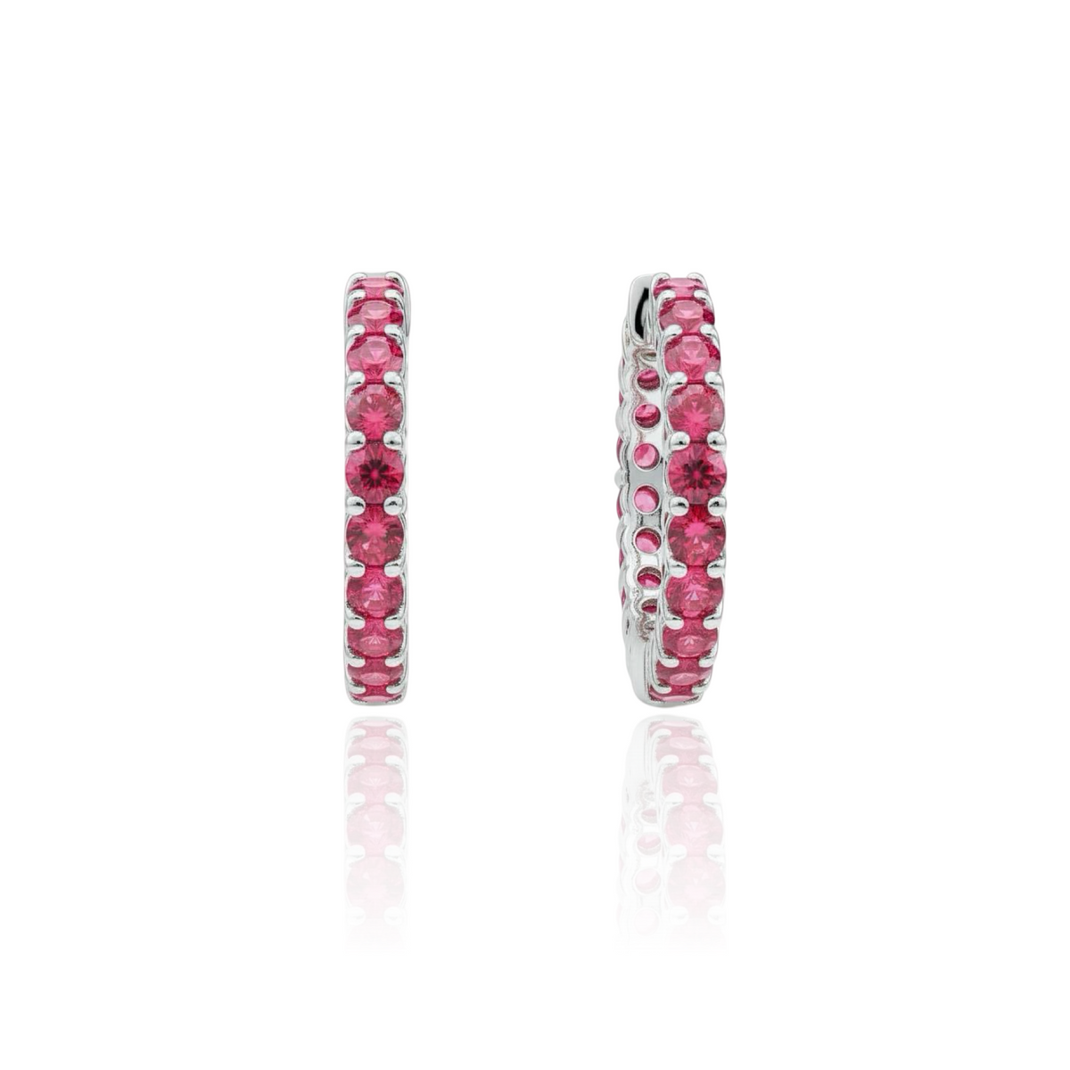 Linea Midi Hoop Earrings – Red Ruby
