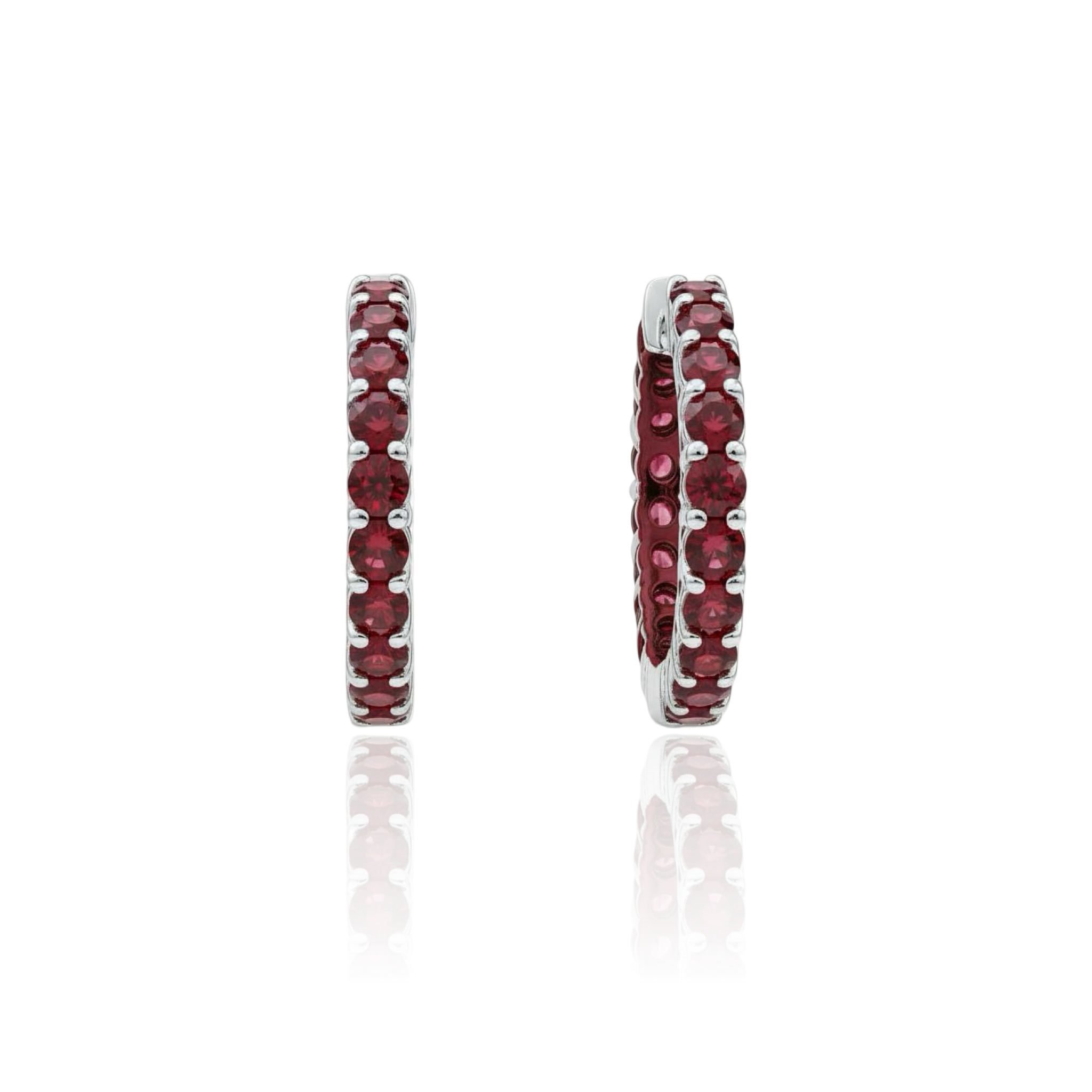 Linea Midi Hoop Earrings – Deep Red Garnet