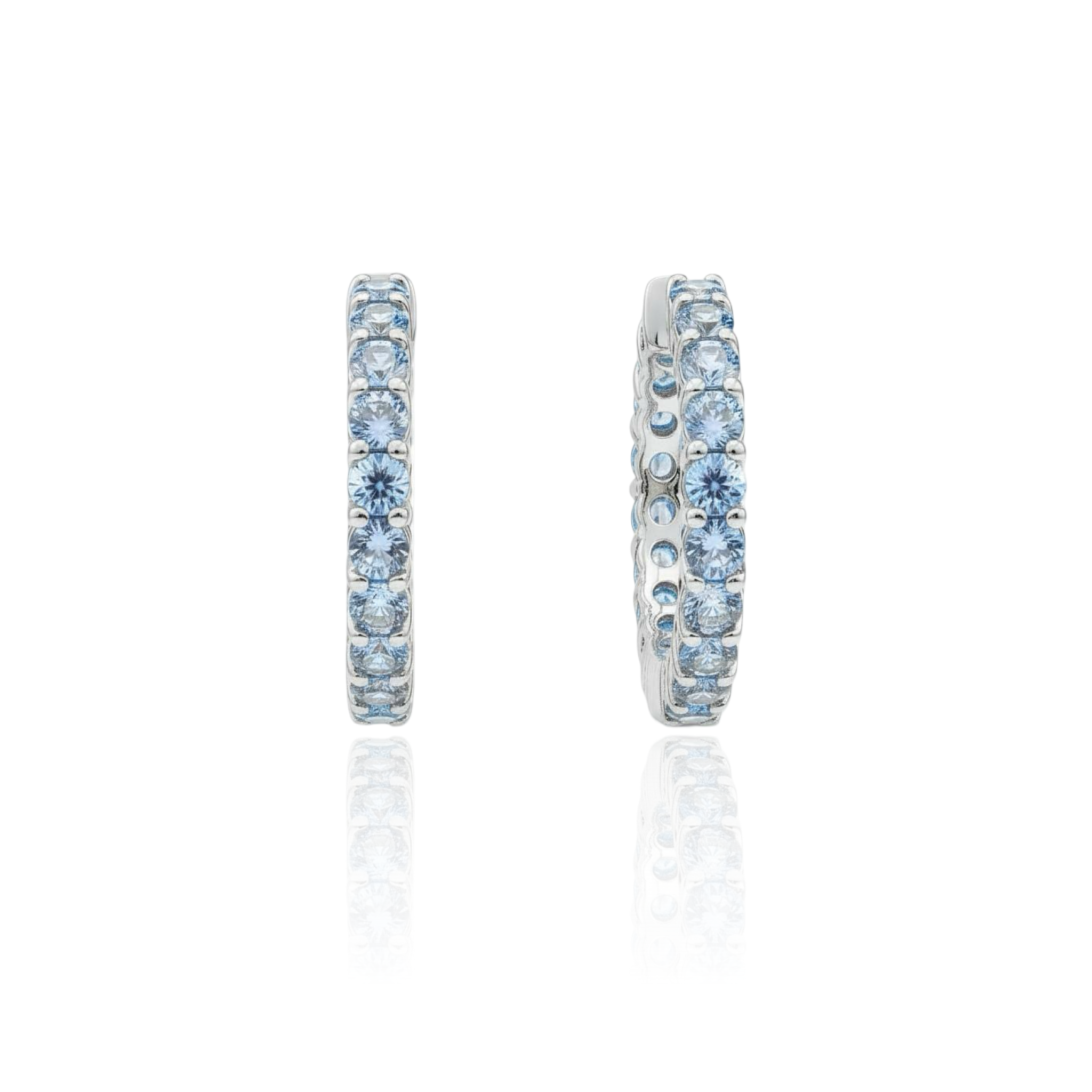 Linea Midi Hoop Earrings – Light Blue Aquamarine