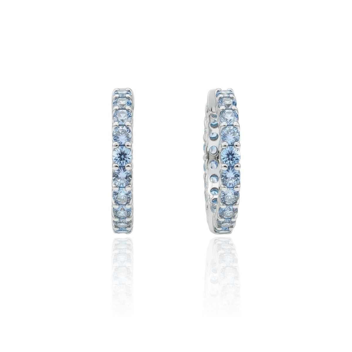 Linea Midi Hoop Earrings – Light Blue Aquamarine