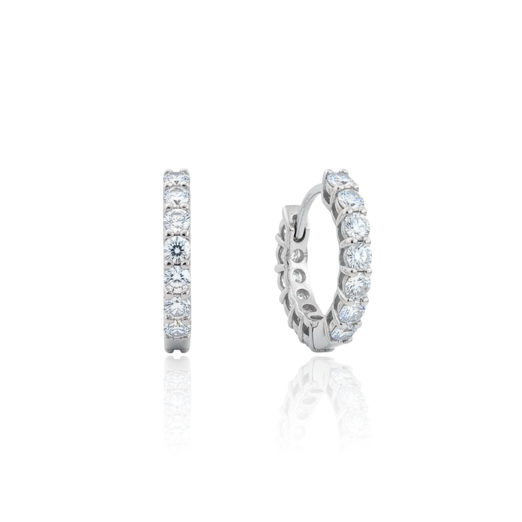 Linea Mini Hoop Earrings – White Diamond
