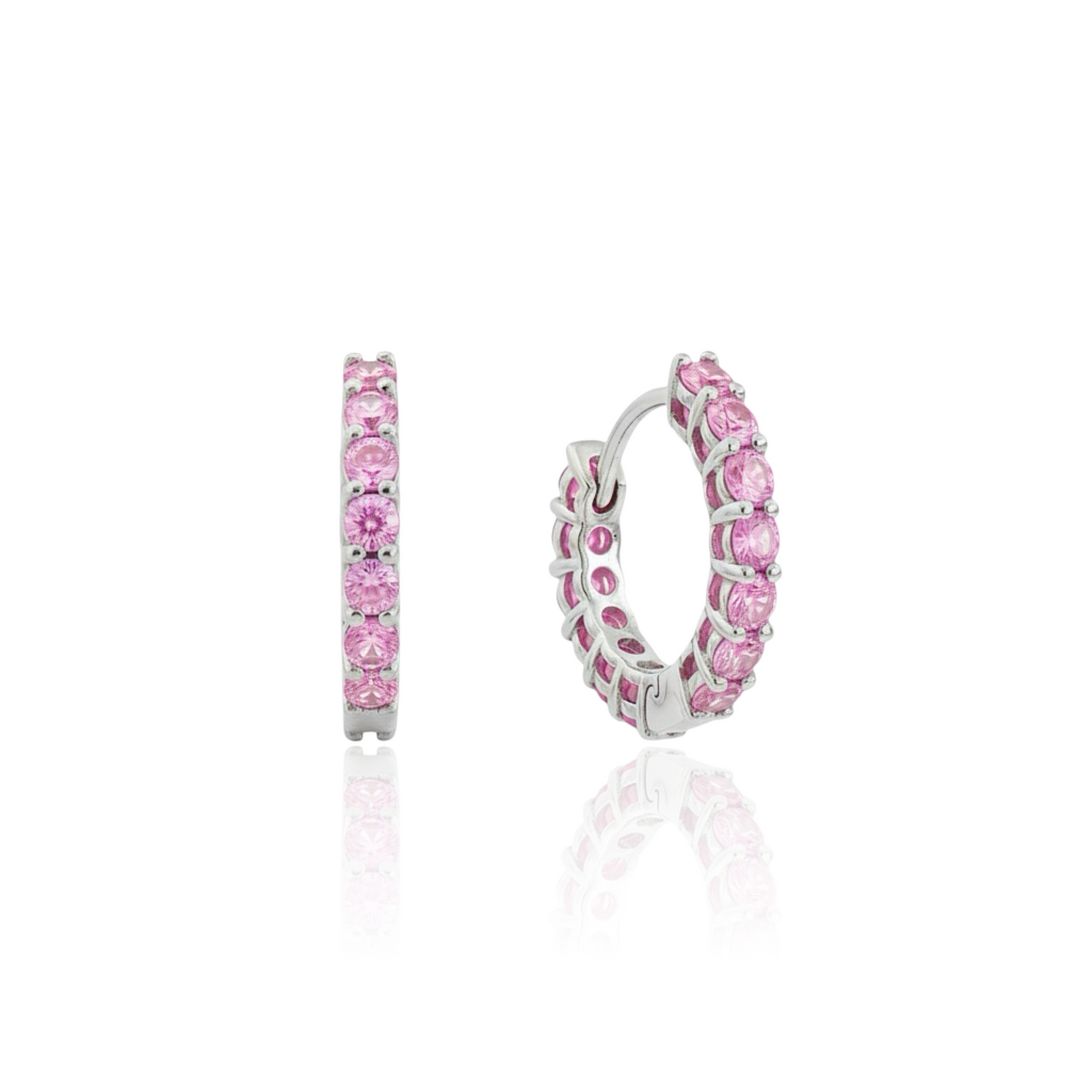 Linea Mini Hoop Earrings – Light Pink Sapphire