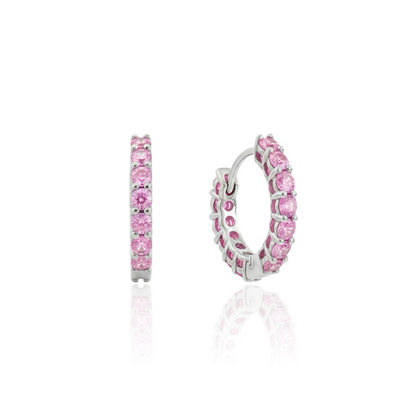 Linea Mini Hoop Earrings – Light Pink Sapphire