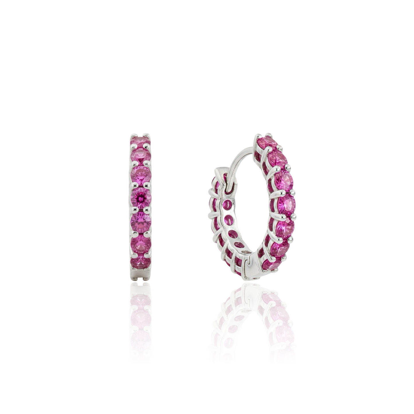 Linea Mini Hoop Earrings – Vivid Pink Sapphire