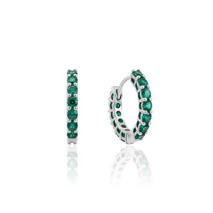 Linea Mini Hoop Earrings – Zambian Green Emerald