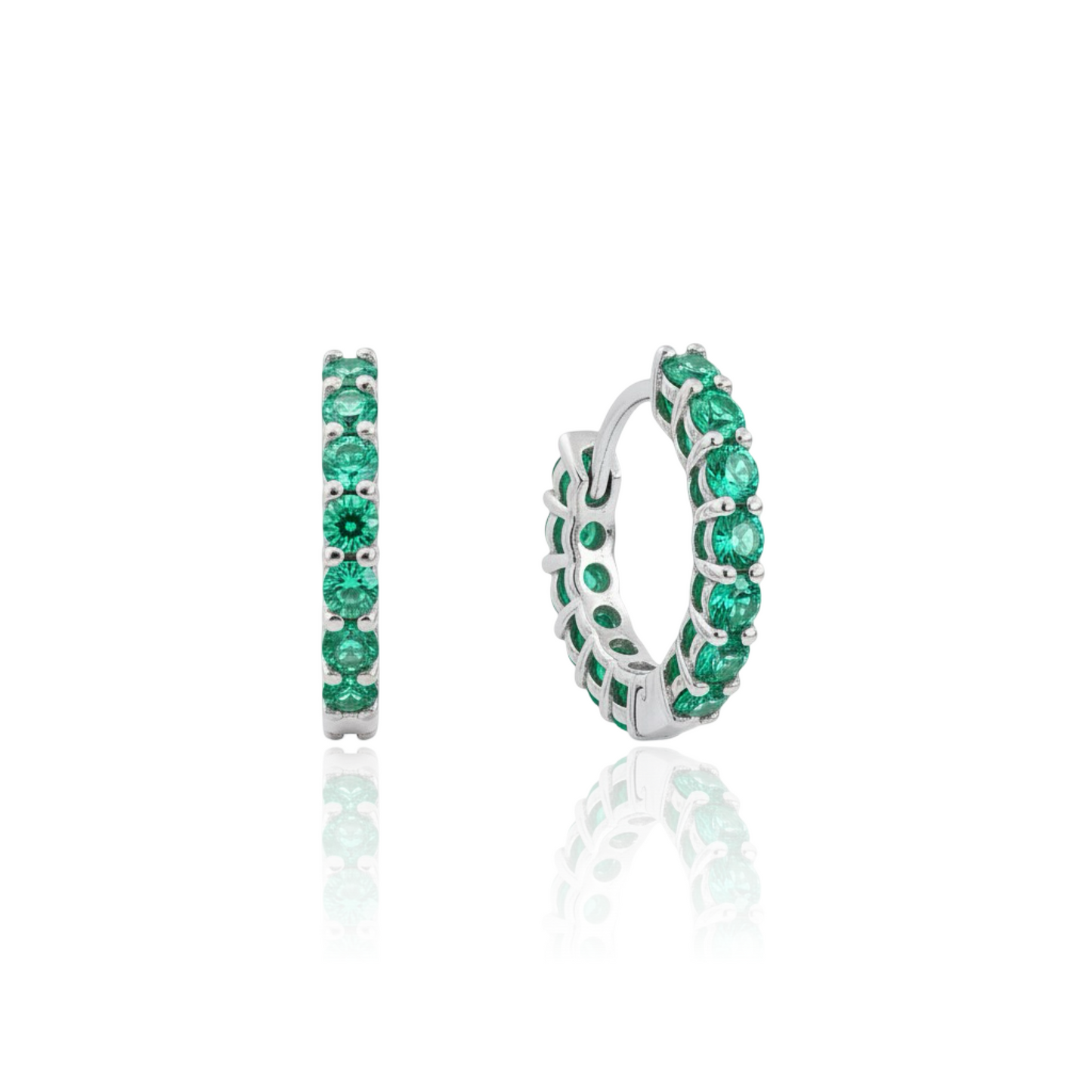 Linea Mini Hoop Earrings – Colombian Green Emerald