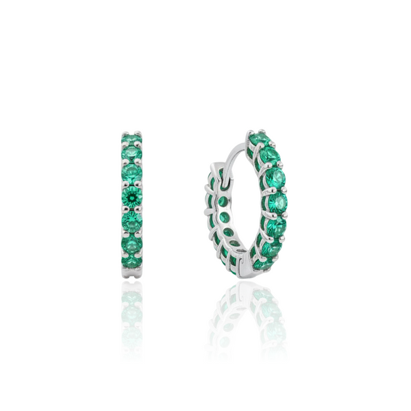 Linea Mini Hoop Earrings – Colombian Green Emerald