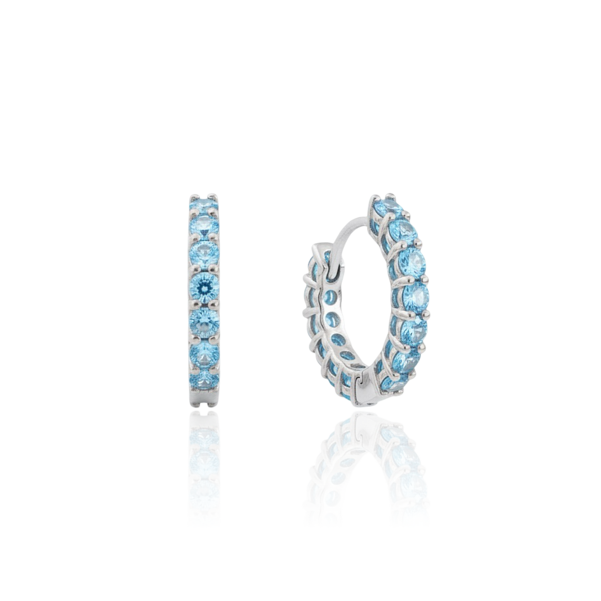 Linea Mini Hoop Earrings – Teal Blue Spinel