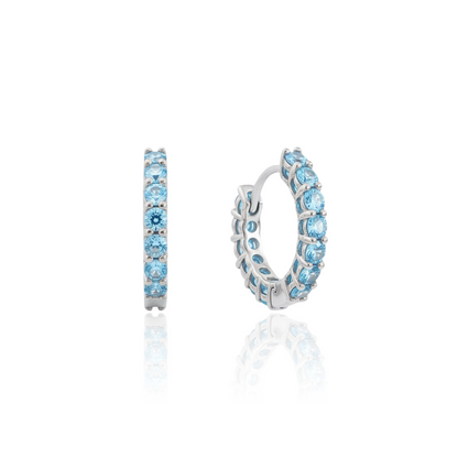 Linea Mini Hoop Earrings – Teal Blue Spinel