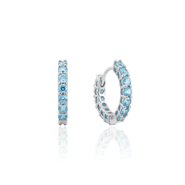 Linea Mini Hoop Earrings – Teal Blue Spinel