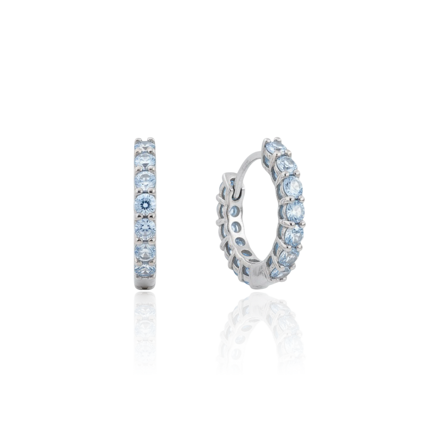 Linea Mini Hoop Earrings – Light Blue Aquamarine
