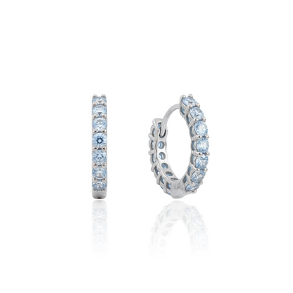 Linea Mini Hoop Earrings – Light Blue Aquamarine