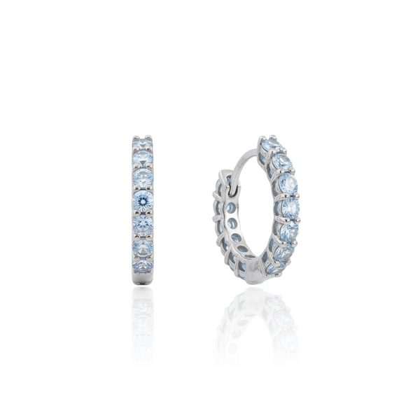 Linea Mini Hoop Earrings – Light Blue Aquamarine