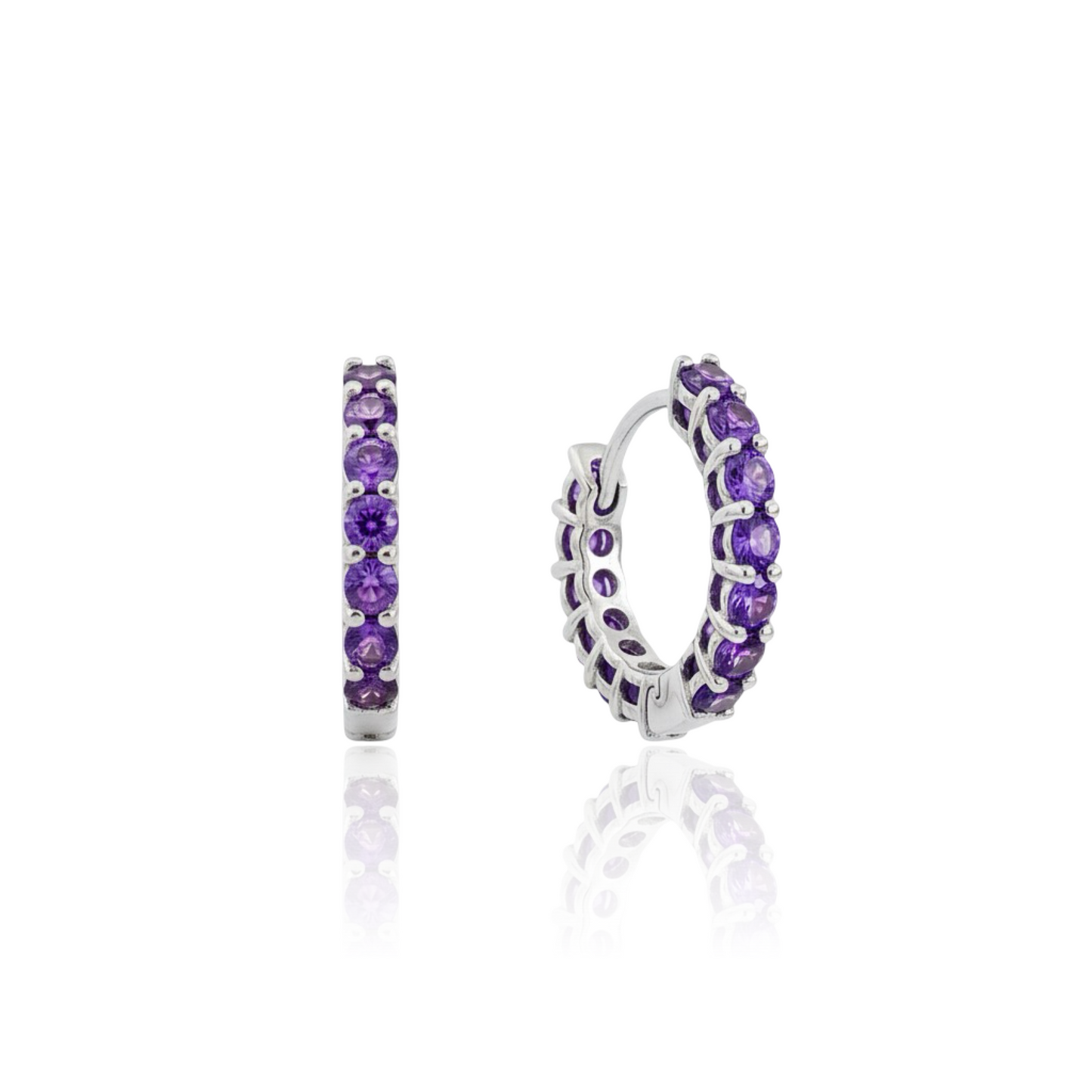 Linea Mini Hoop Earrings – Purple Amethyst