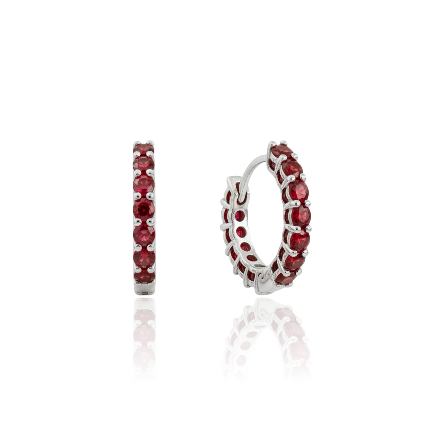 Linea Mini Hoop Earrings – Deep Red Garnet