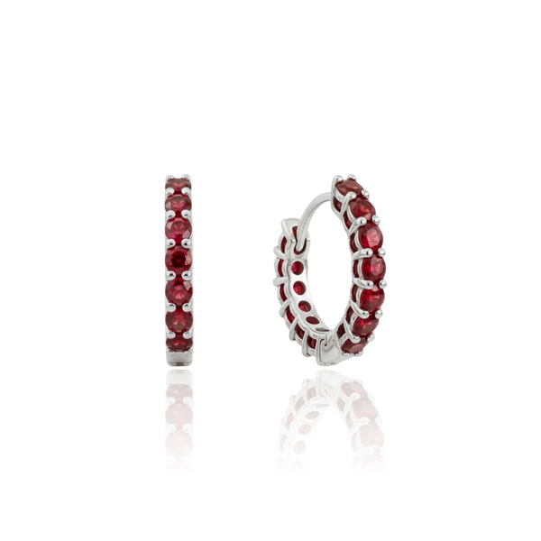 Linea Mini Hoop Earrings – Deep Red Garnet
