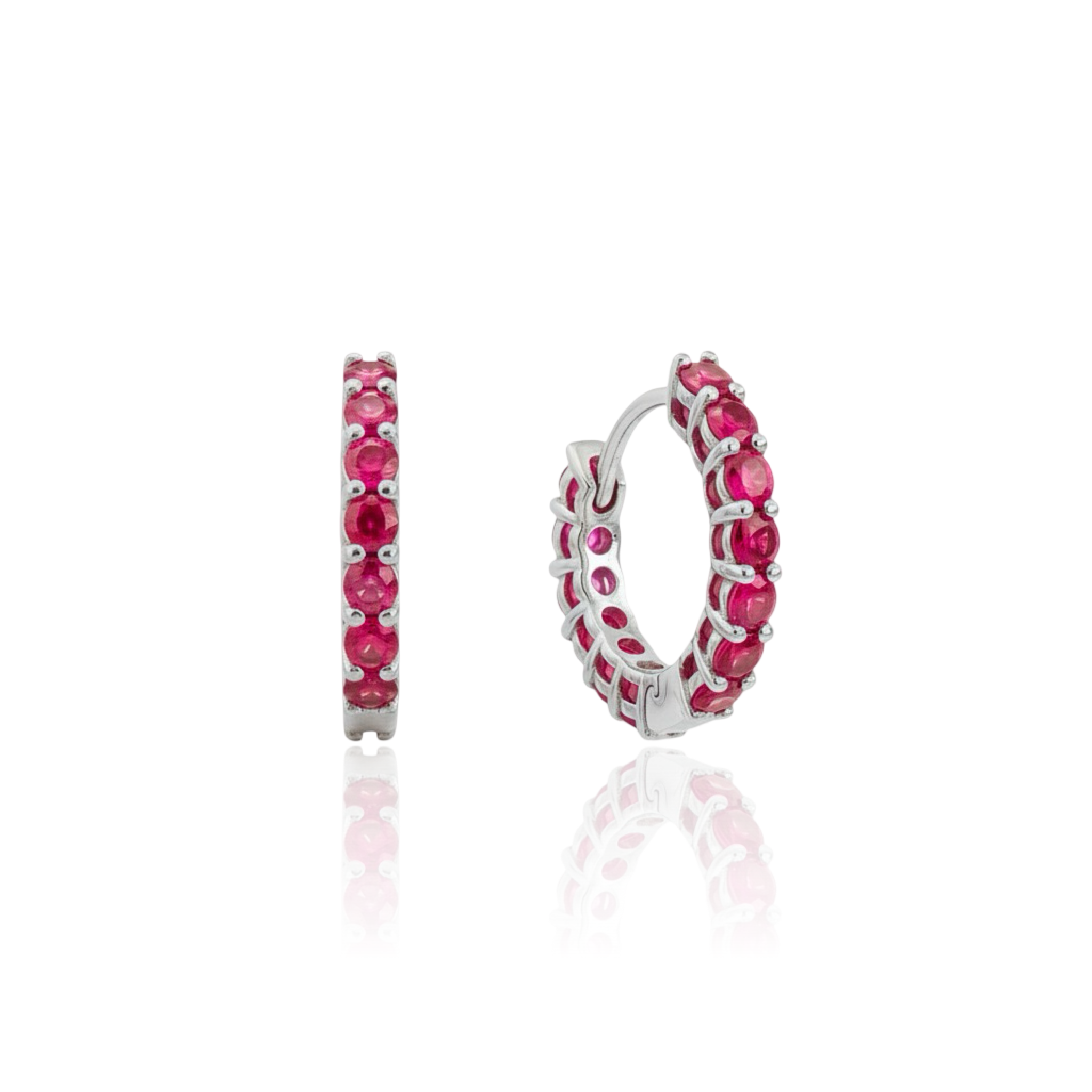 Linea Mini Hoop Earrings – Red Ruby