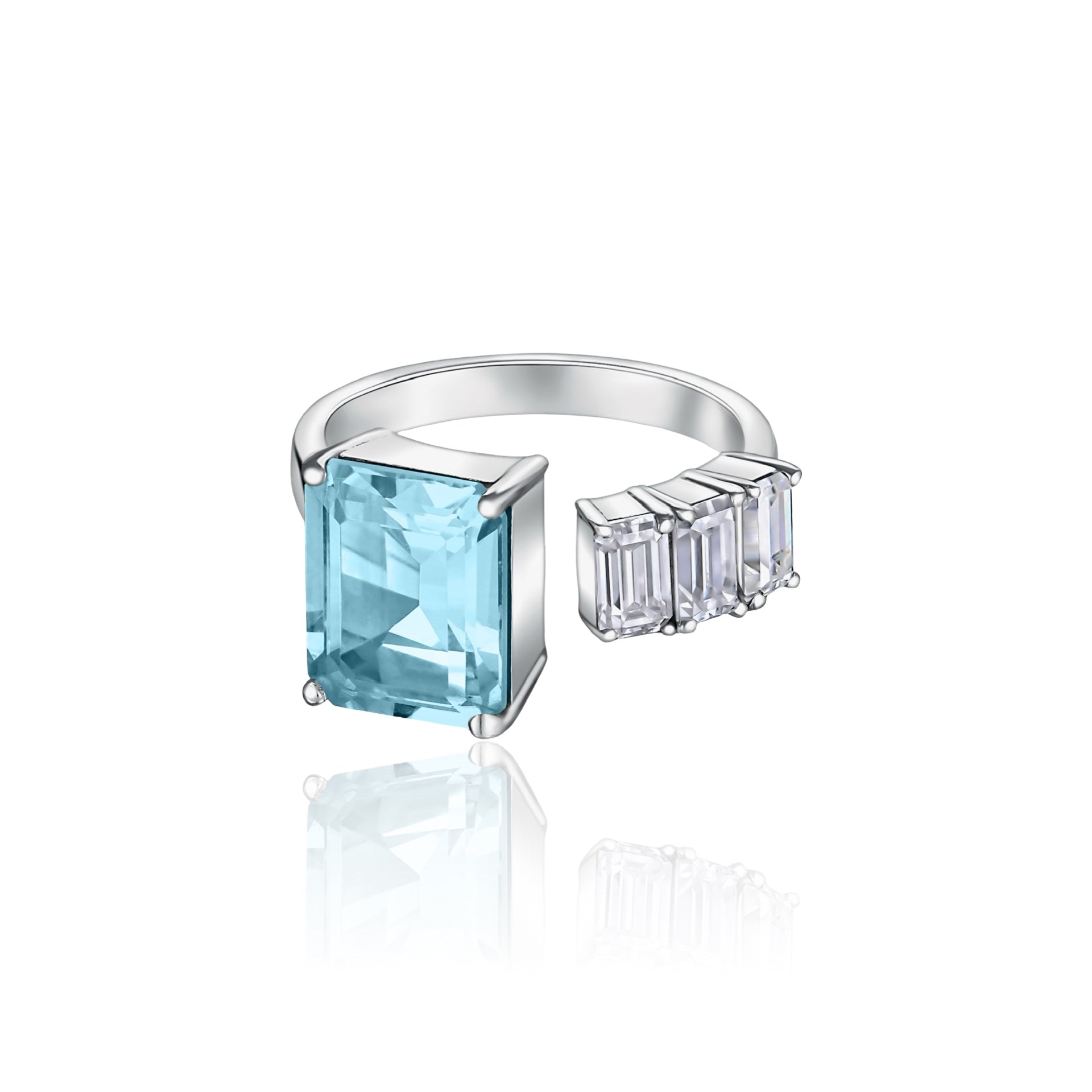 Nexus Open Ring – Light Blue Aquamarine