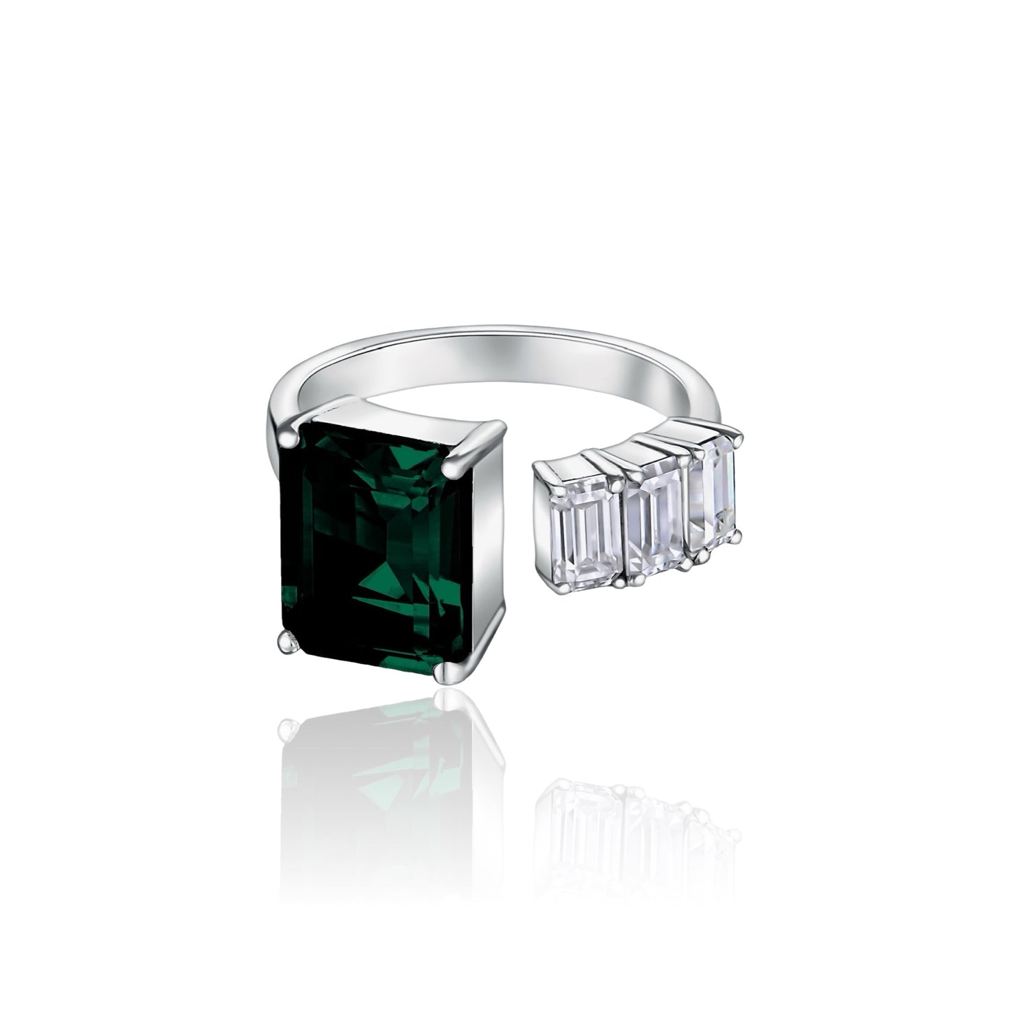 Nexus Open Ring – Zambian Green Emerald