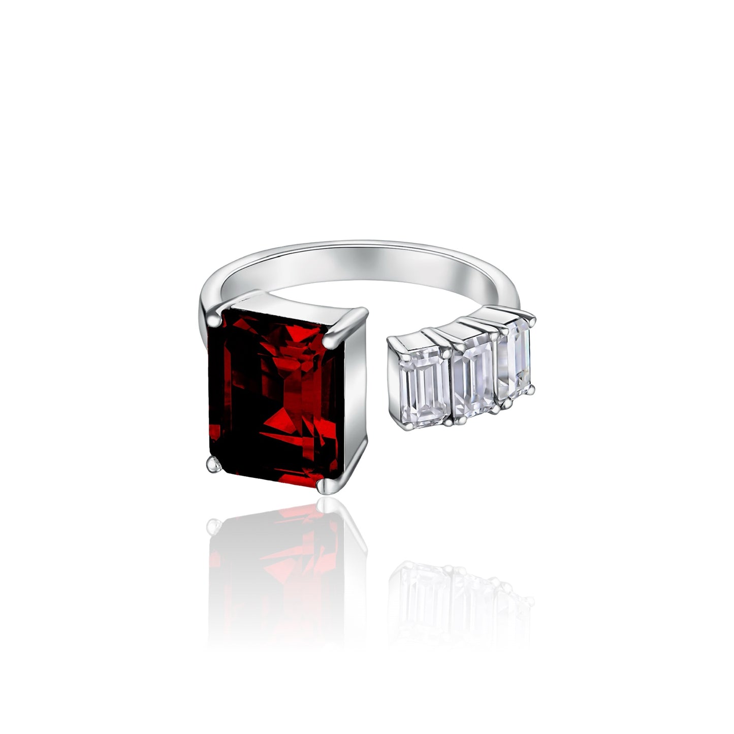 Nexus Open Ring – Deep Red Garnet