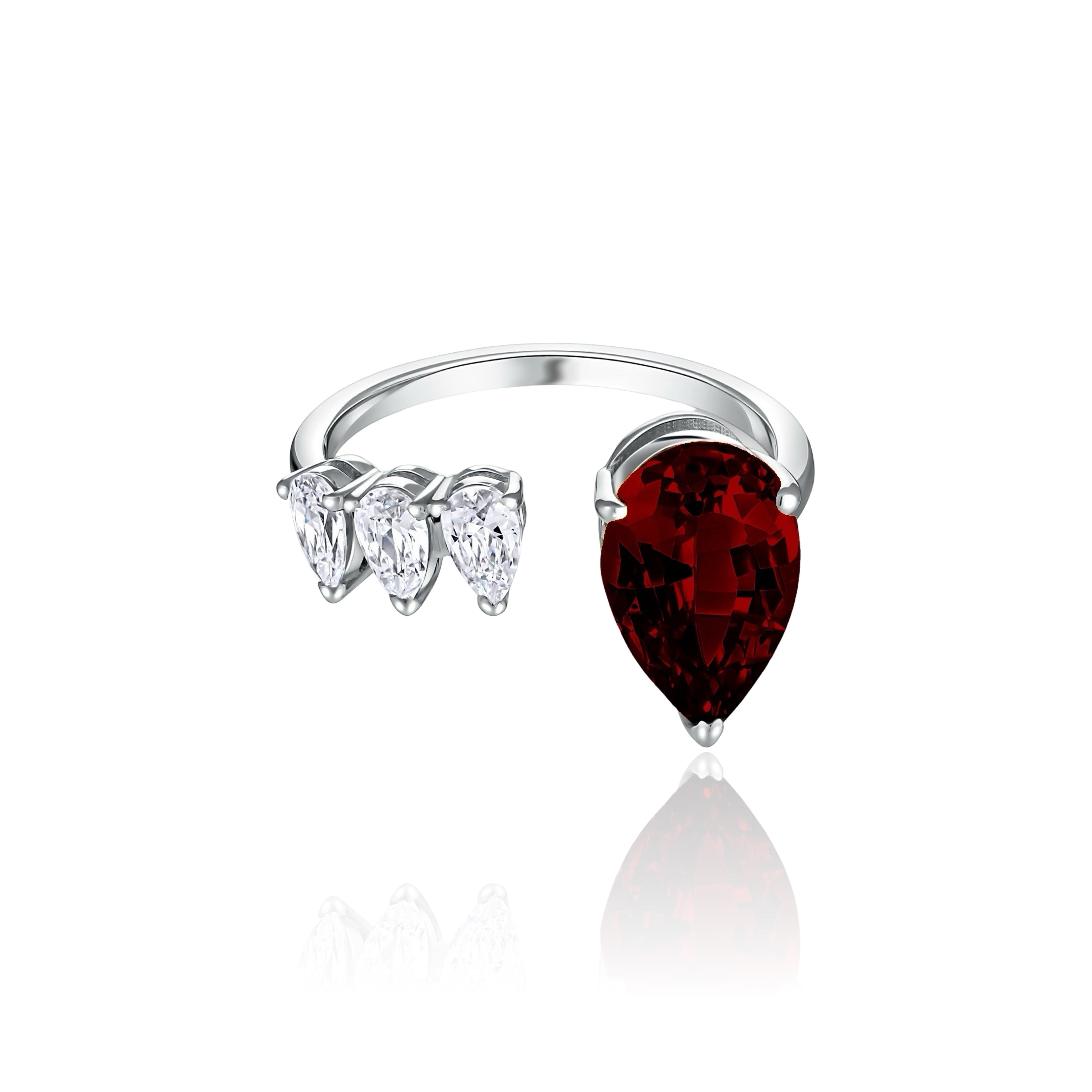 Nova Flare Open Ring – Deep Red Garnet