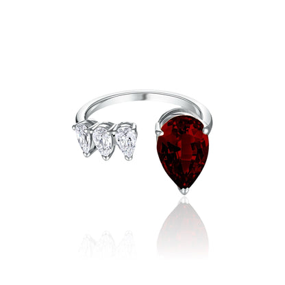 Nova Flare Open Ring – Deep Red Garnet