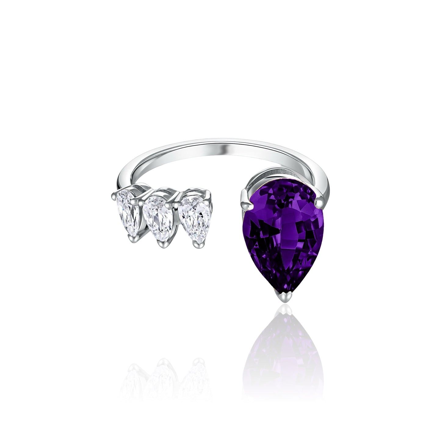 Nova Flare Open Ring – Purple Amethyst