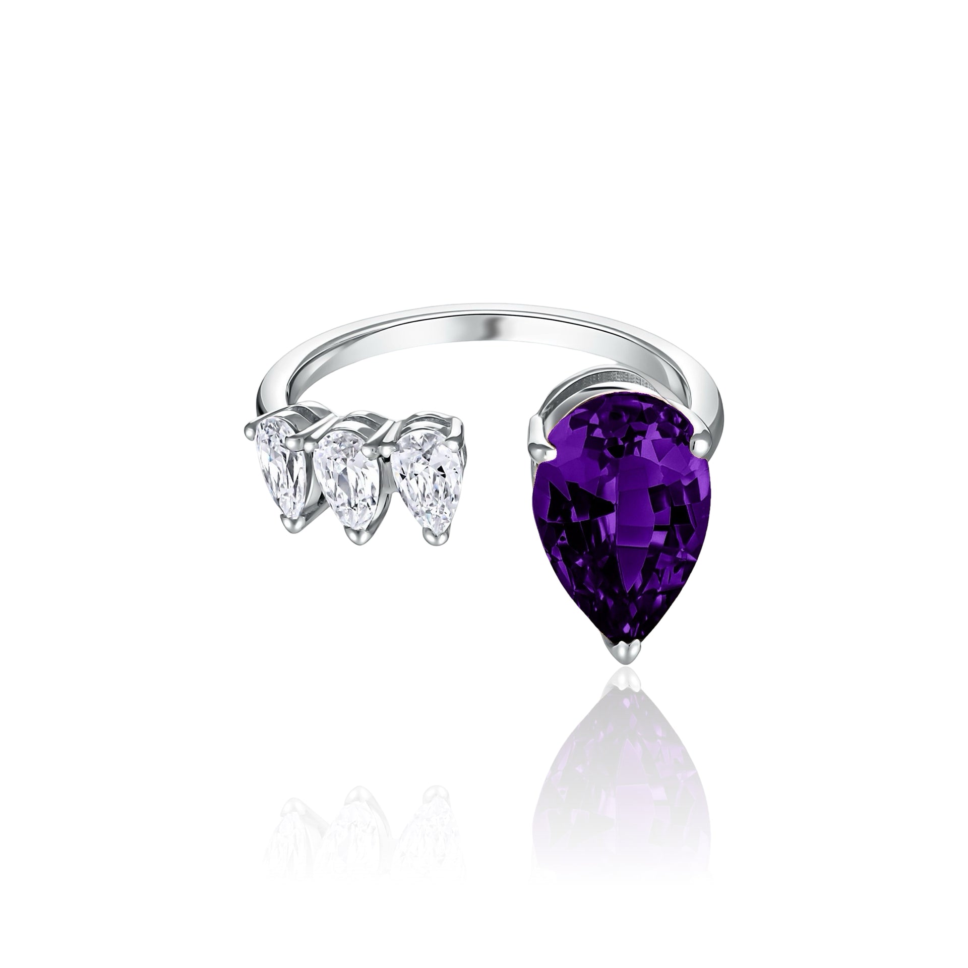 Nova Flare Open Ring – Purple Amethyst