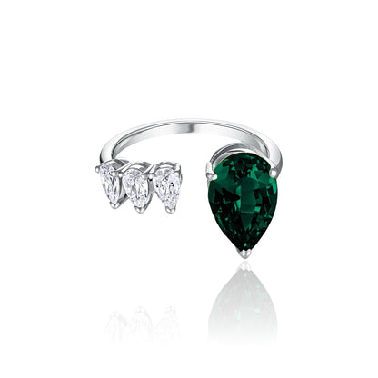 Nova Flare Open Ring – Zambian Green Emerald