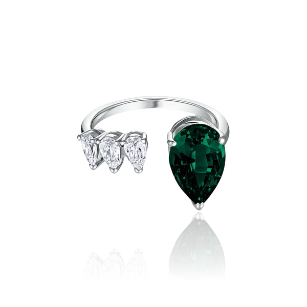 Nova Flare Open Ring – Zambian Green Emerald