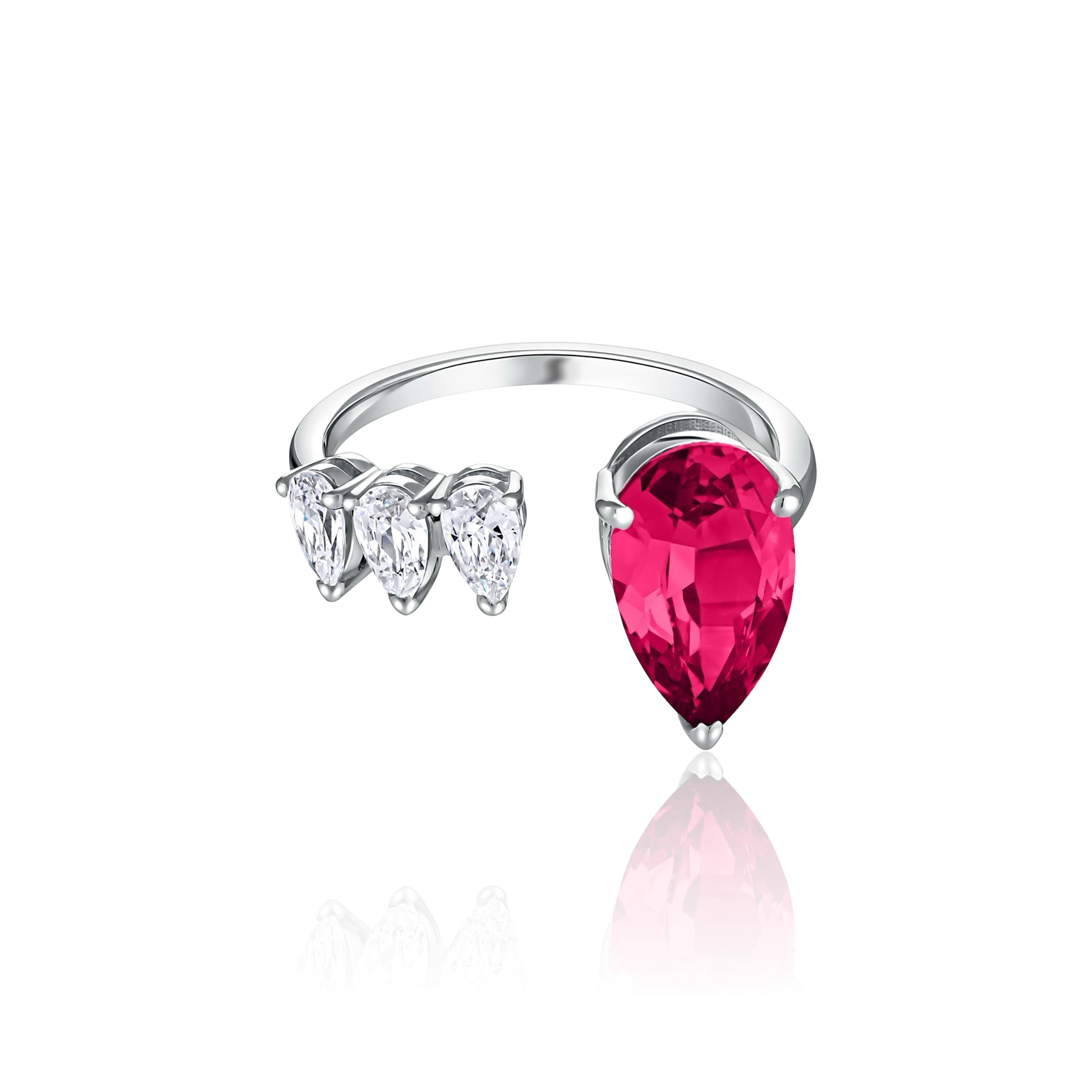 Nova Flare Open Ring – Red Ruby