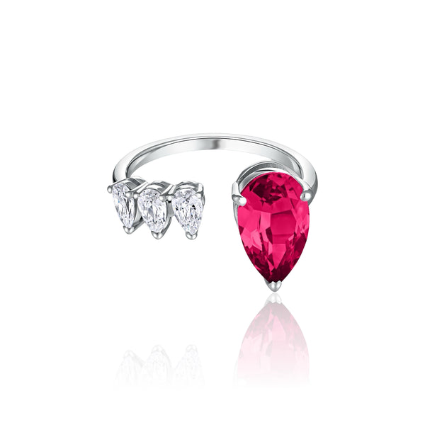 Nova Flare Open Ring – Red Ruby